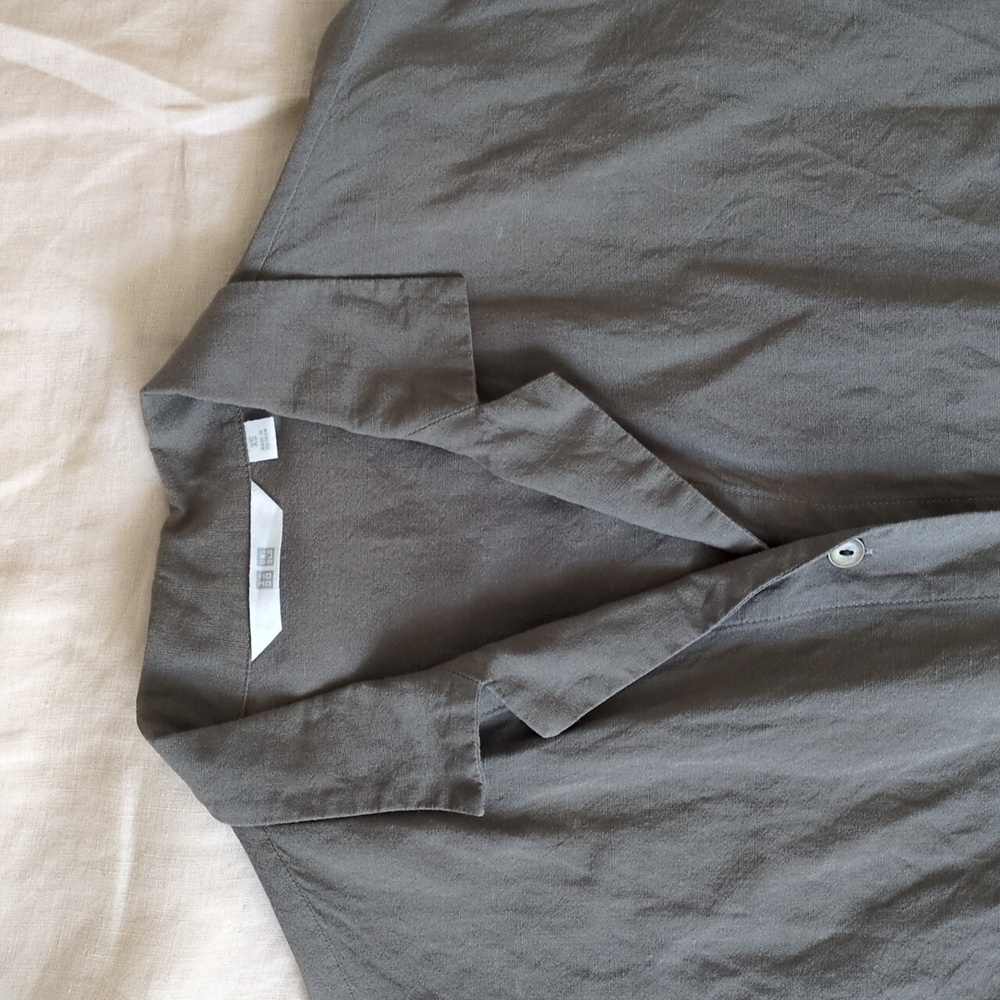 Uniqlo U Green Linen blend Shirt - Picture 2 of 4